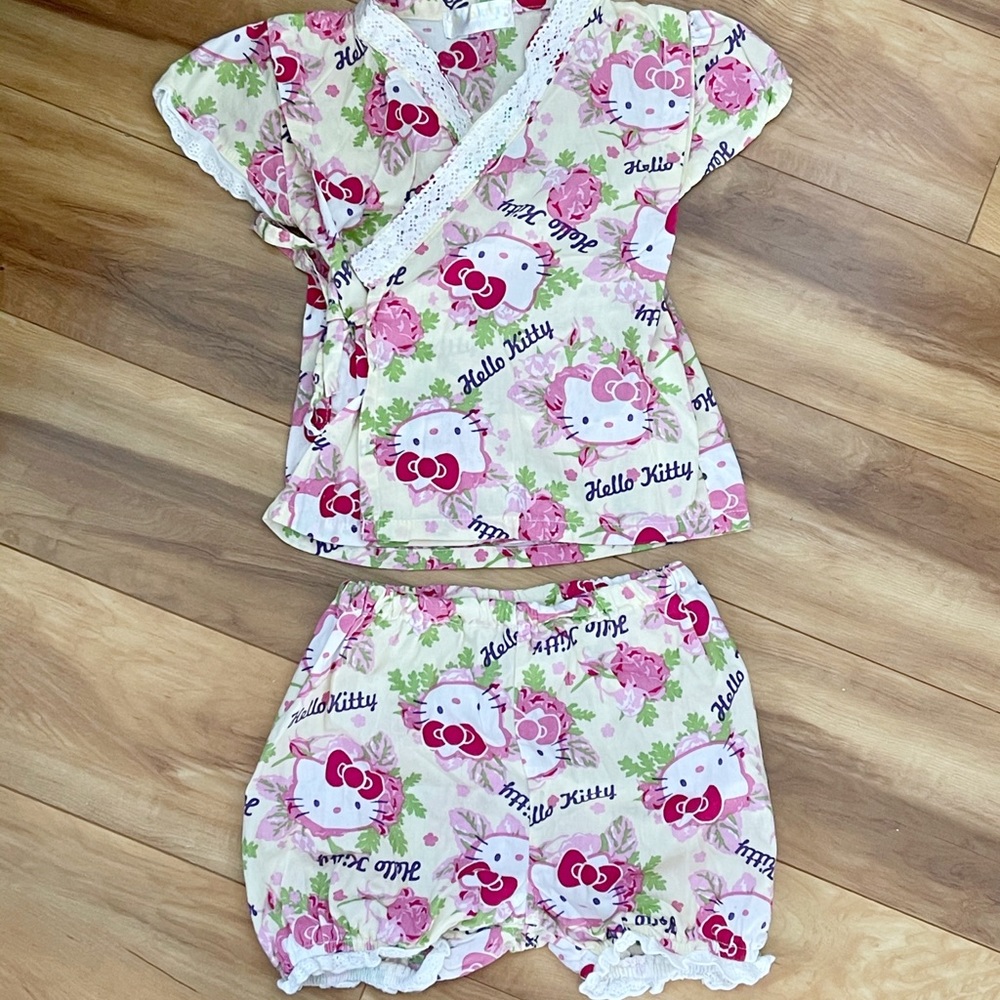 Hello Kitty Sanrio Floral Summer Shorts Top Outfit